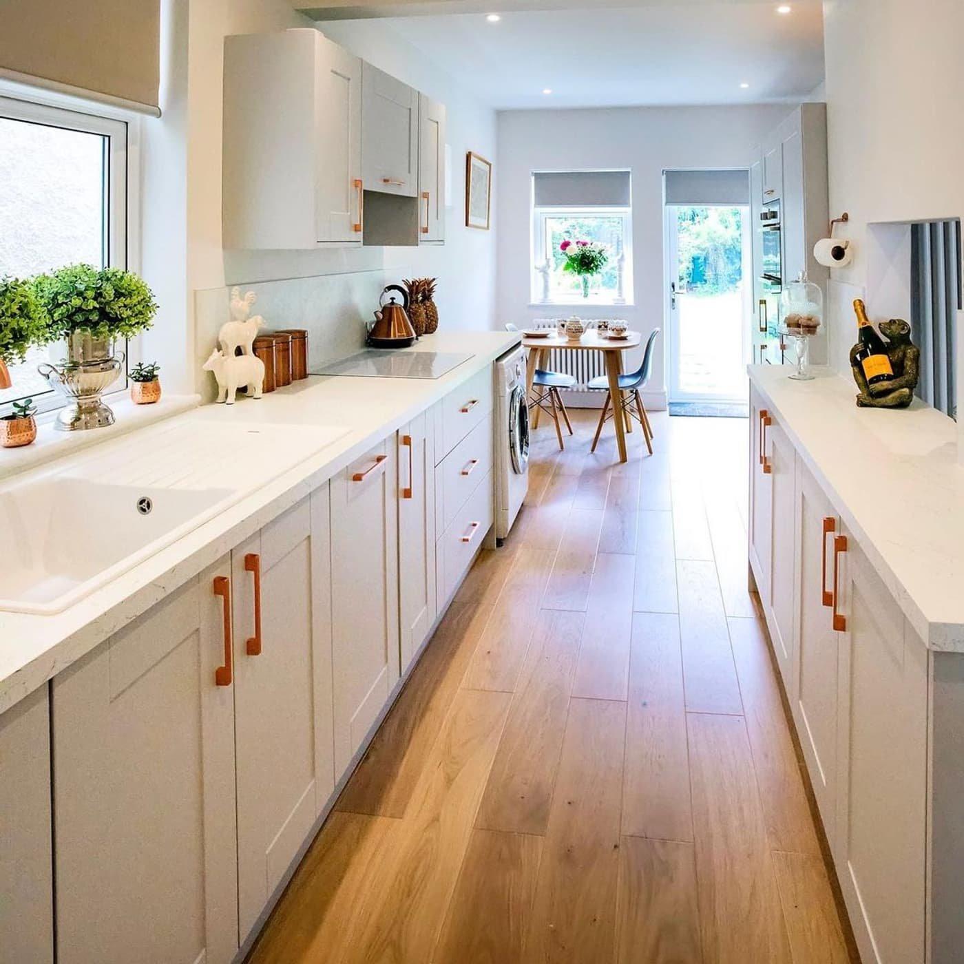 Incorporate a fold-down table for dining in your galley kitchen