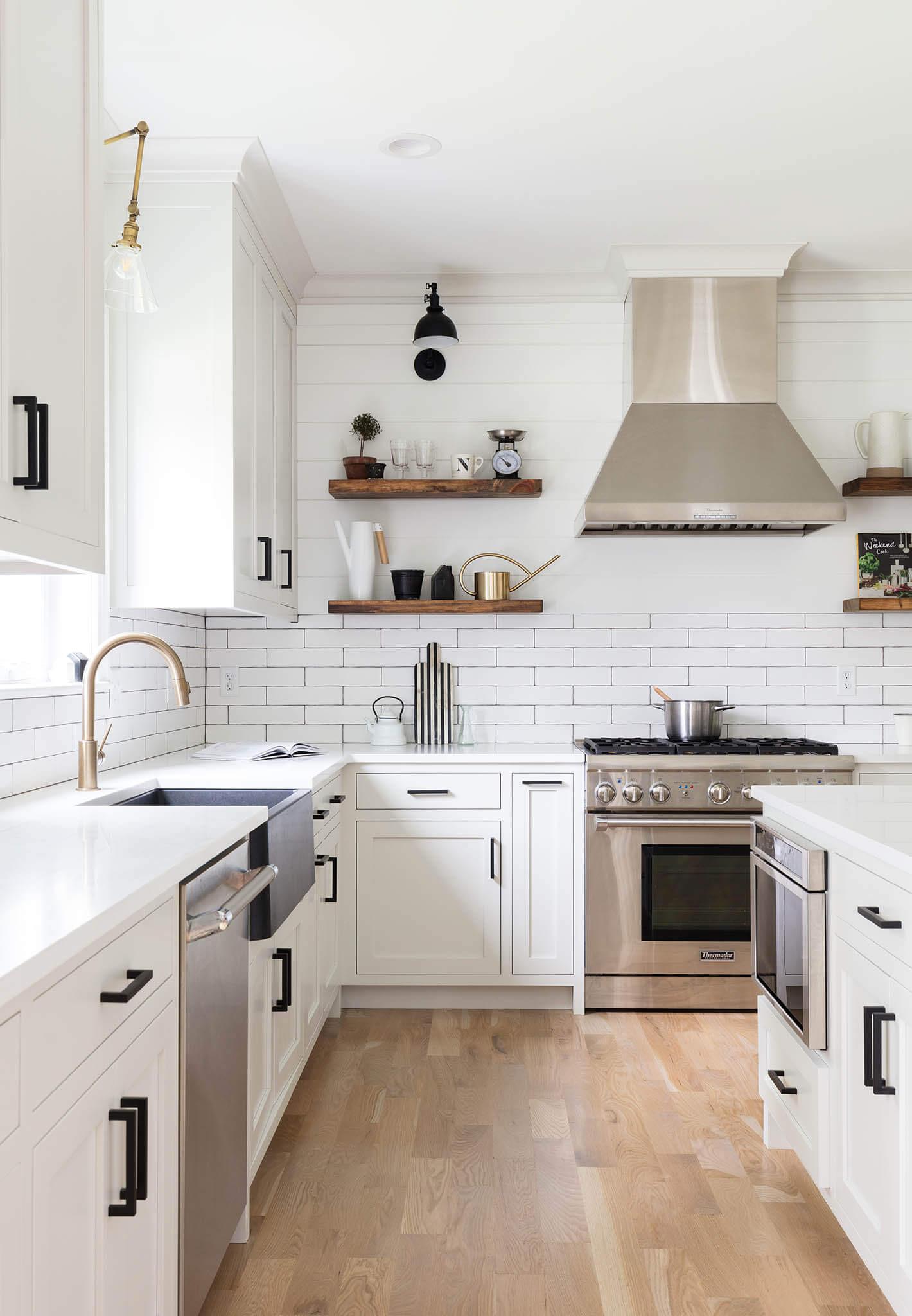 Timeless subway tile backsplashes enhance the beauty of the farmhouse kitchen