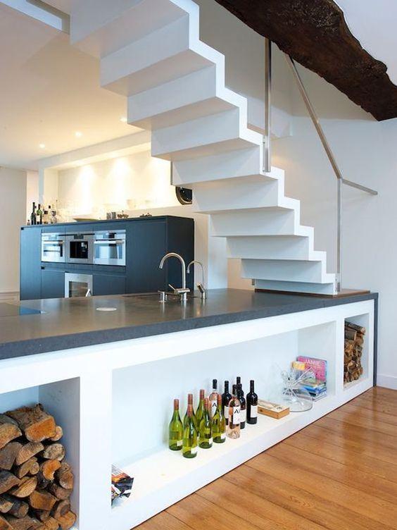 Combine a fridge and microwave in​ a stylish Under ⁣Stairs Kitchen layout