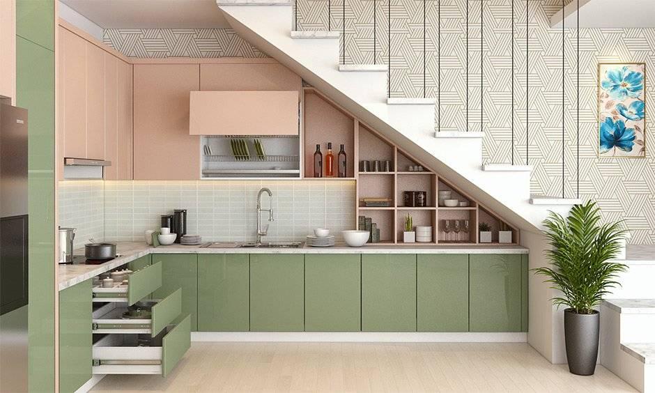 Select a sleek, minimalist design for your under stairs kitchen to maintain elegance