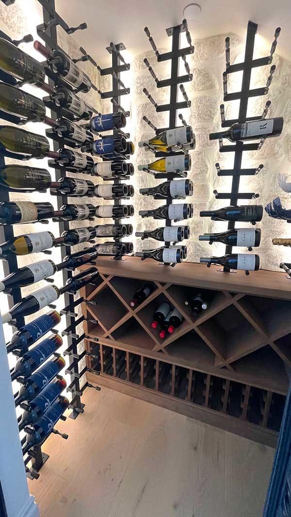 Add a wine rack to your under stairs kitchen for chic storage and display