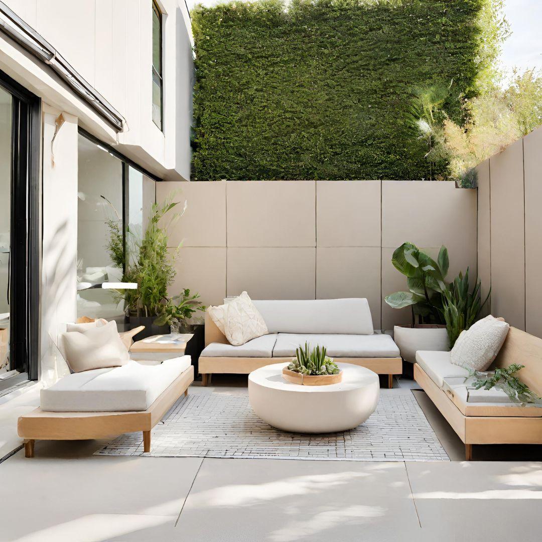 Choose a minimalist approach with a sleek patio design that showcases simplicity