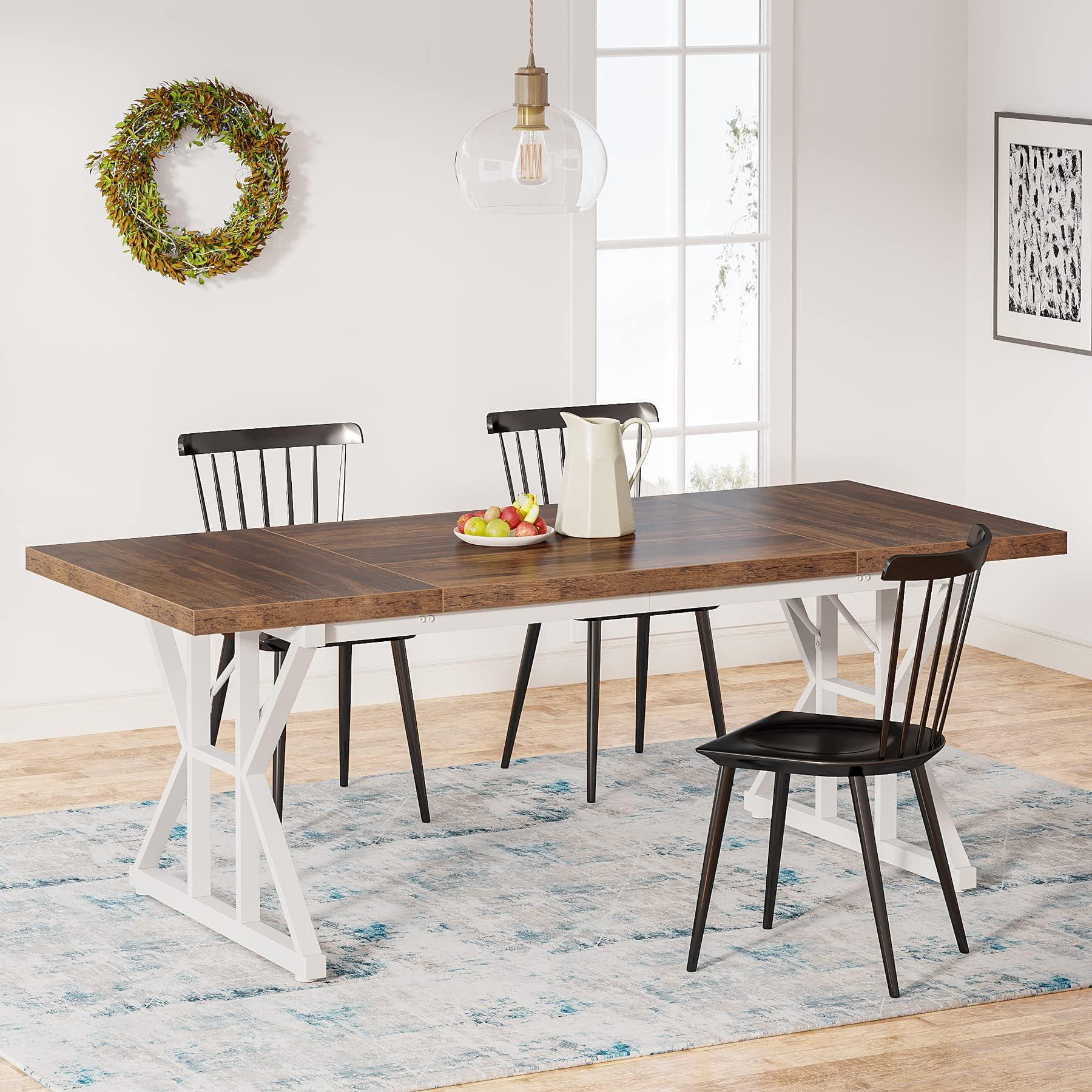 Rustic wooden dining table, perfect for family gatherings in your ‌farmhouse ​kitchen