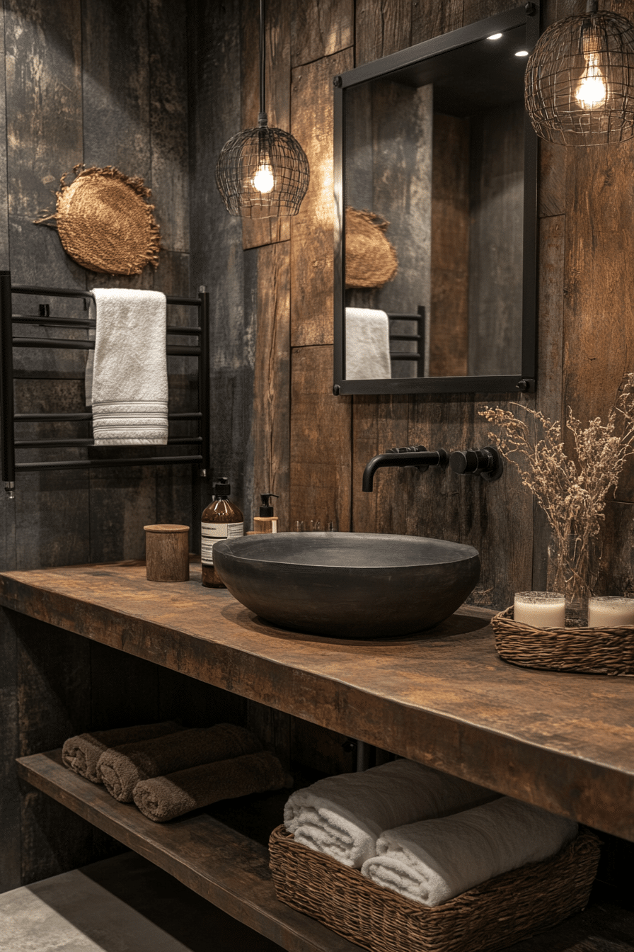 Rustic industrial bathroom