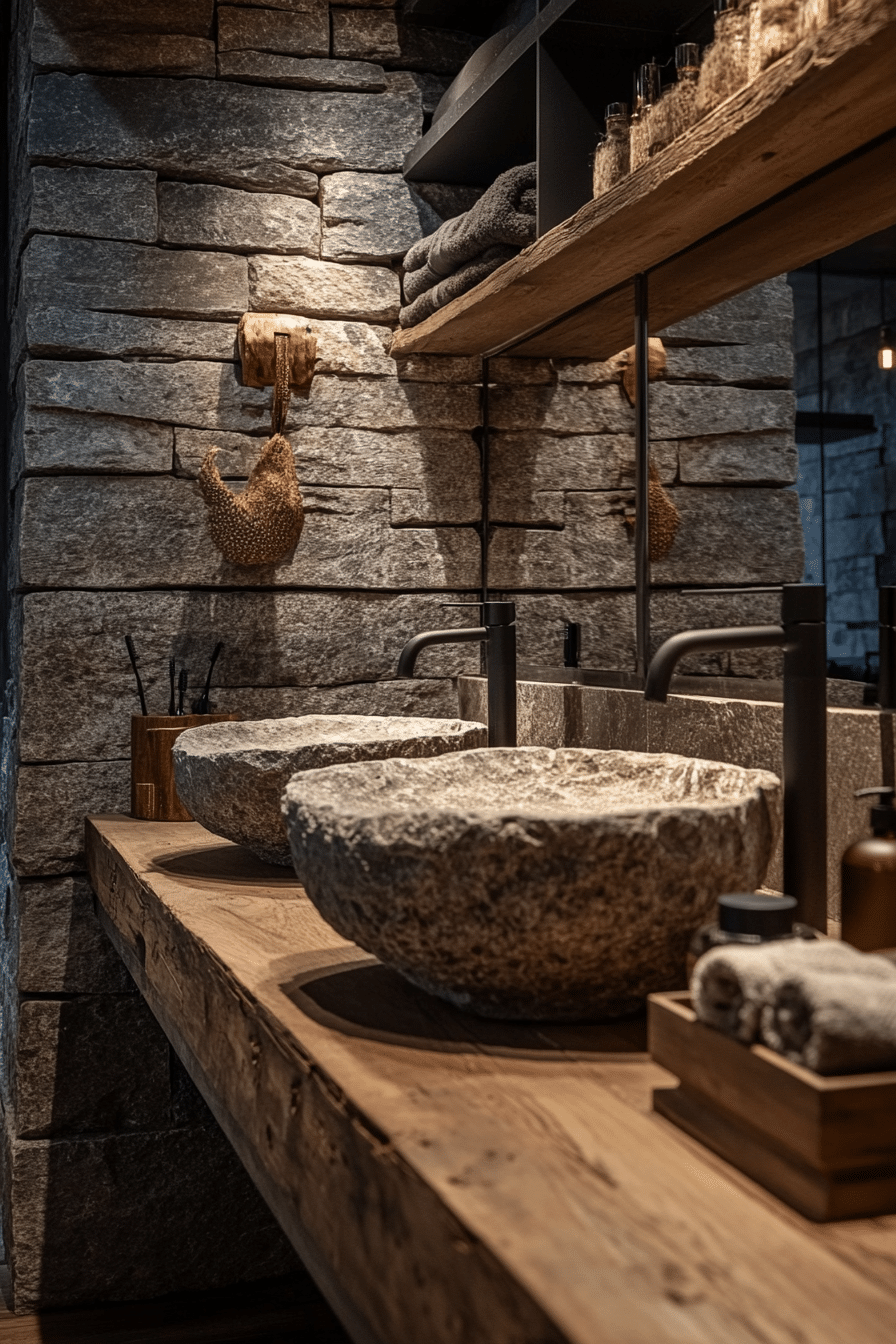 Rustic industrial bathroom