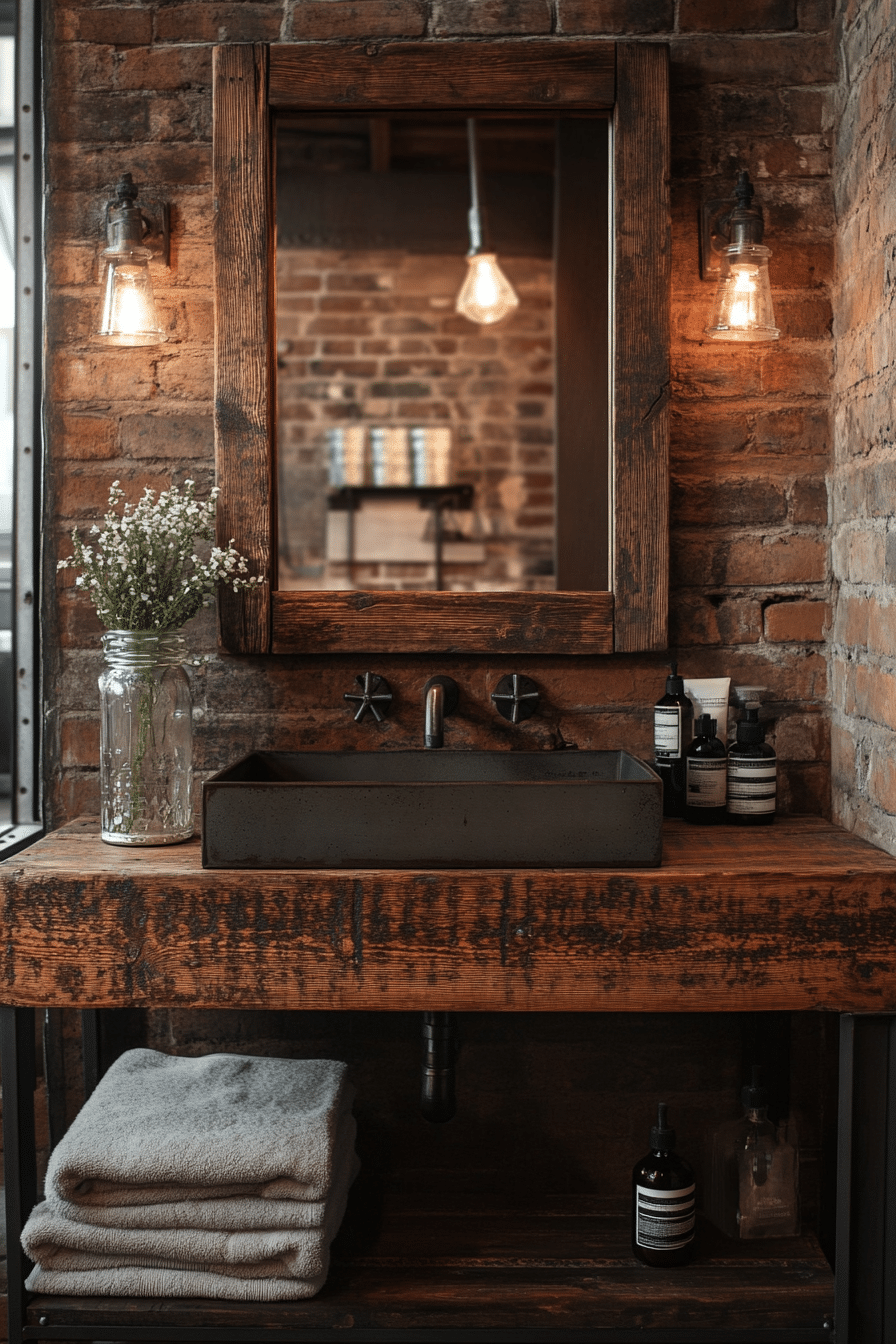 Rustic industrial bathroom