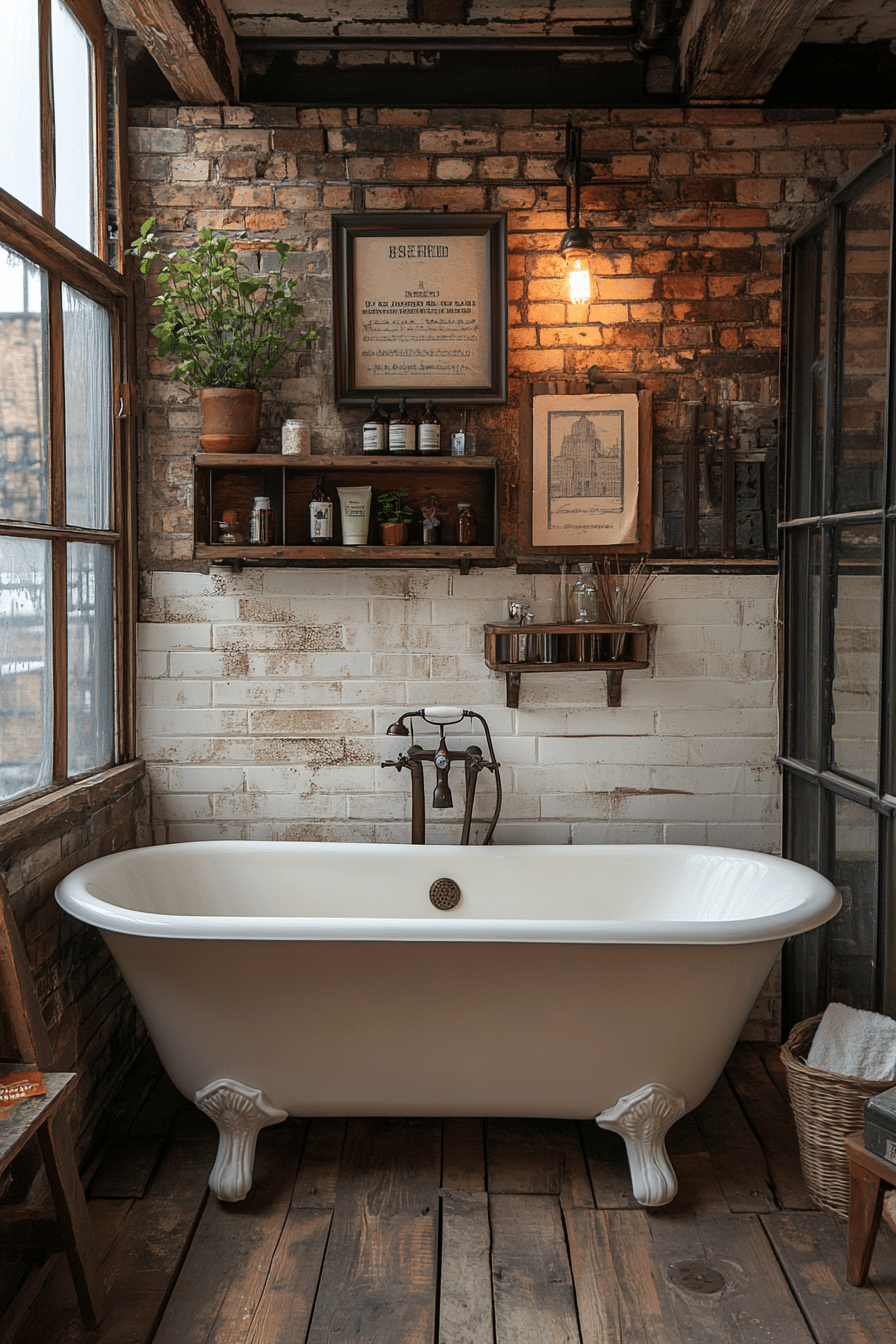 Rustic industrial bathroom