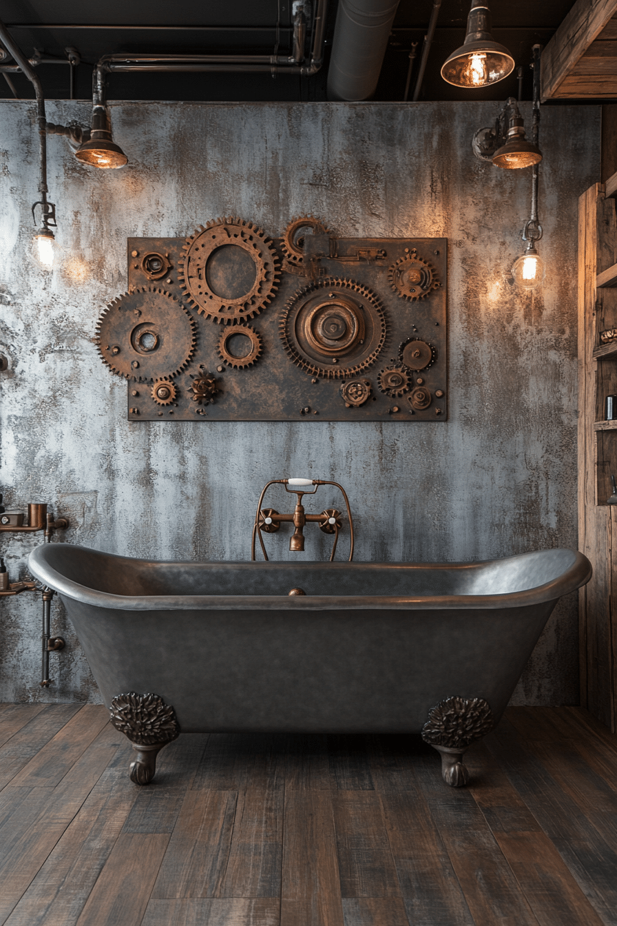 Rustic industrial bathroom