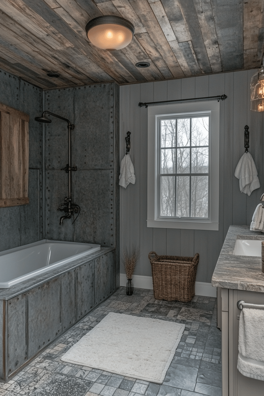 Rustic industrial bathroom