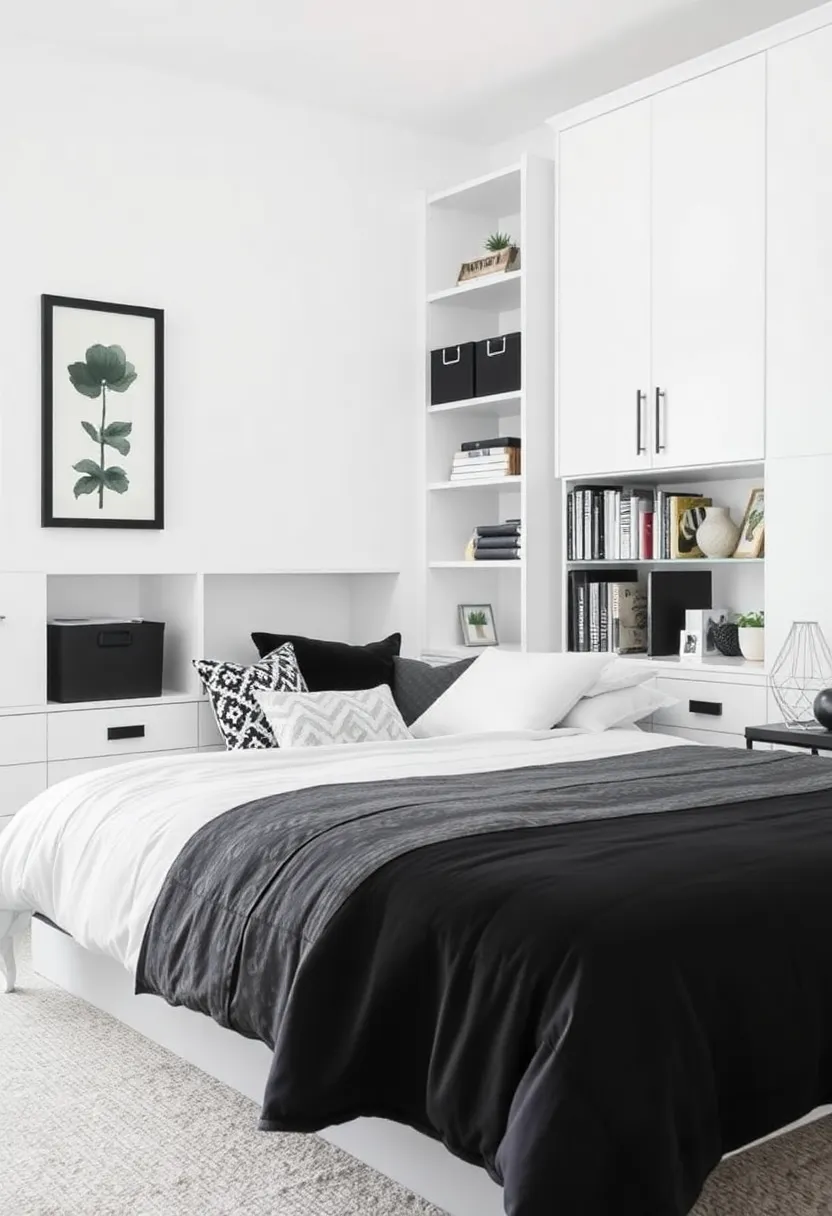 15 trendy black, white and gray bedroom ideas for teenagers that are totally Instagrammable! - 14. Functional storage solutions