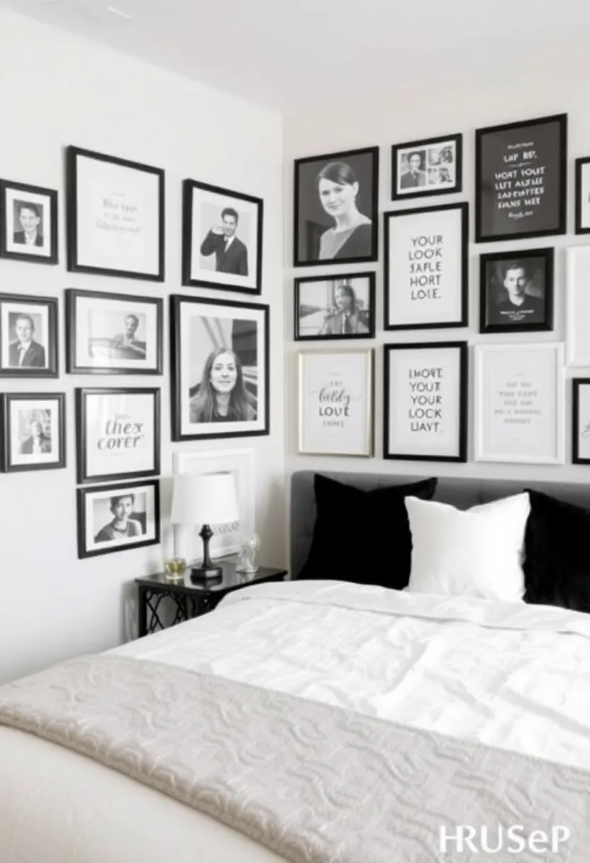 15 trendy black, white and gray bedroom ideas for teenagers that are totally Instagrammable! - 11. Gallery wall display