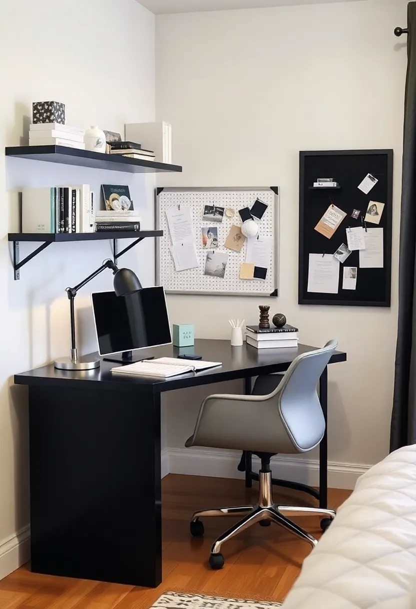 15 trendy black, white and gray bedroom ideas for teenagers that are totally Instagrammable! - 4. Stylish work corner