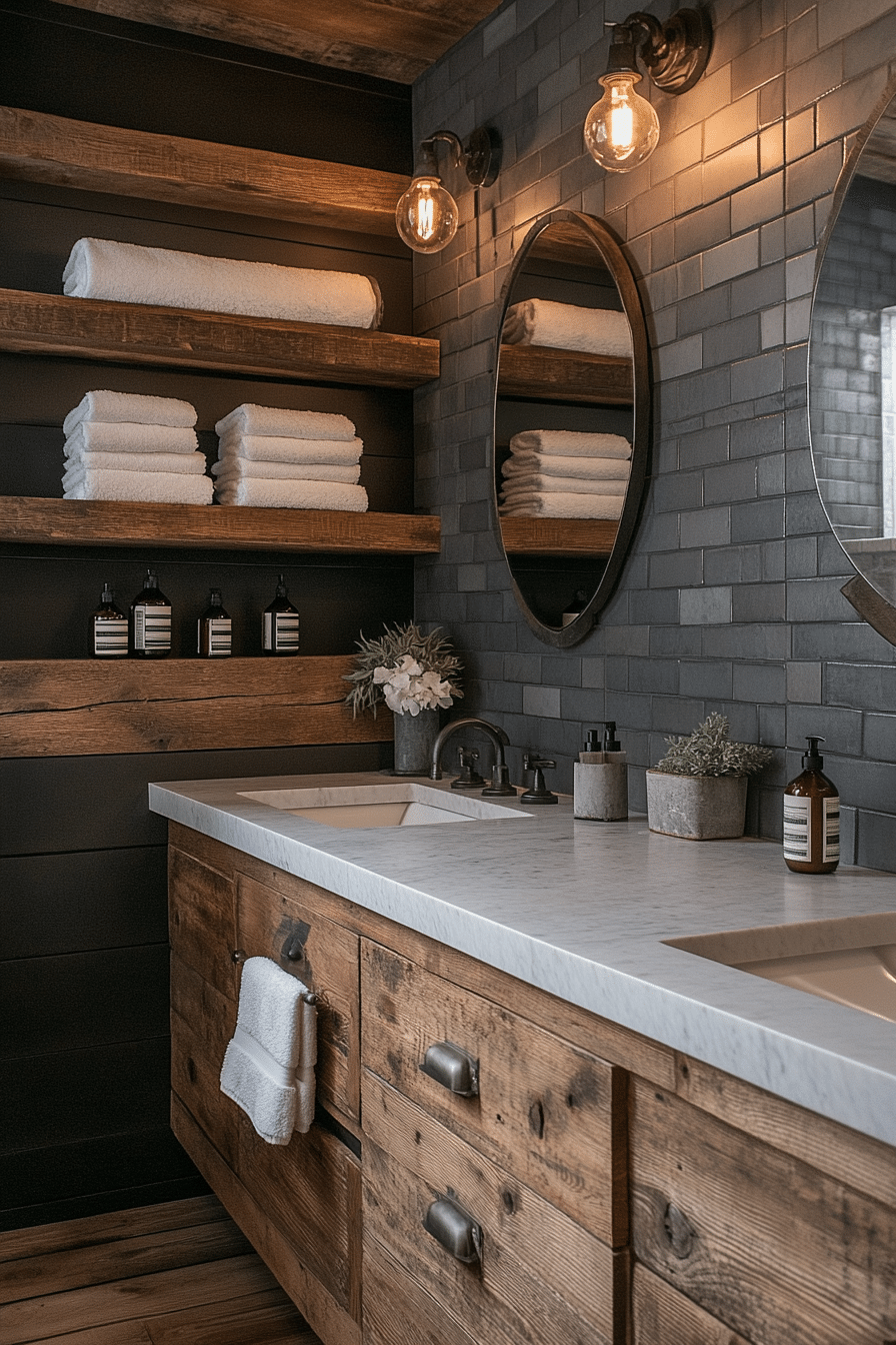 Rustic industrial bathroom