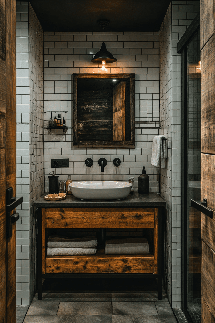 Rustic industrial bathroom