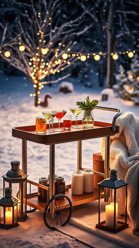 Illuminated bar carts for outdoor entertaining