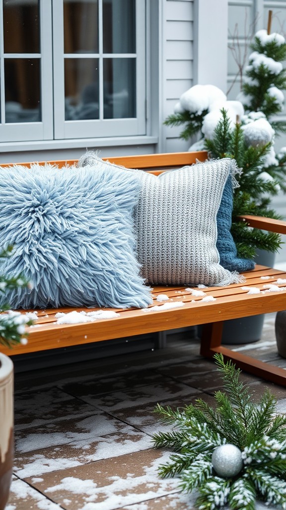 Outdoor cushions made from winter fabrics