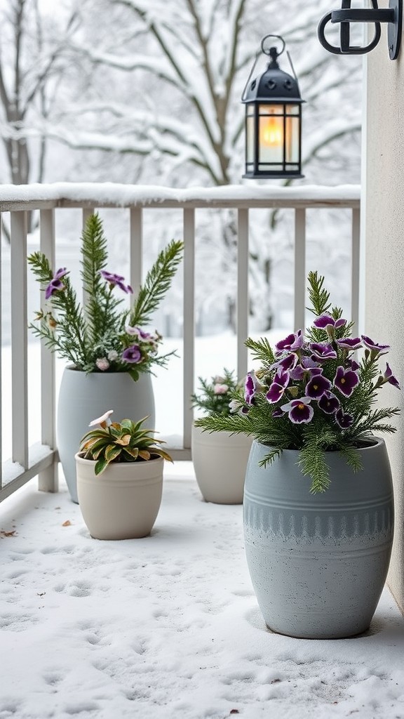 Winter flowers in pots