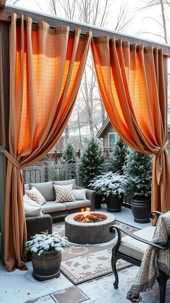 Heat retaining outdoor curtains