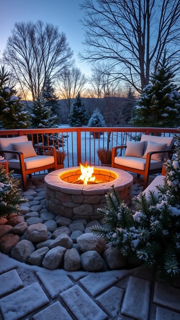 Fire pit ring with decorative stones