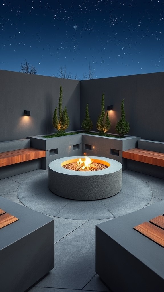 Concrete fire pit for a minimalist aesthetic