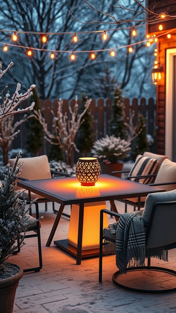 Install a heated patio table