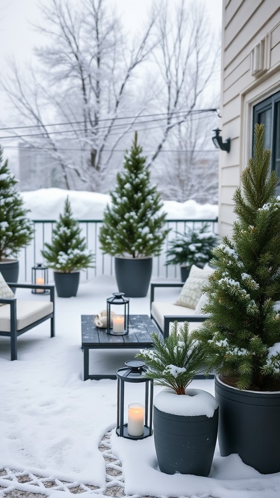 Decorate with evergreen potted plants