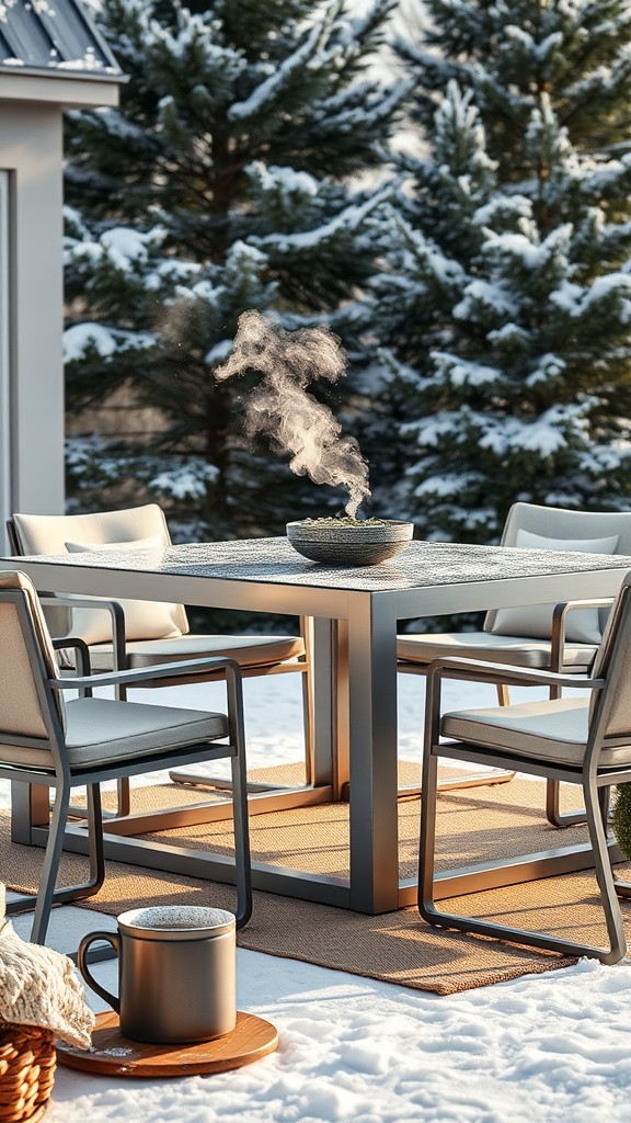   Dining sets featuring aluminum frames ⁢ 