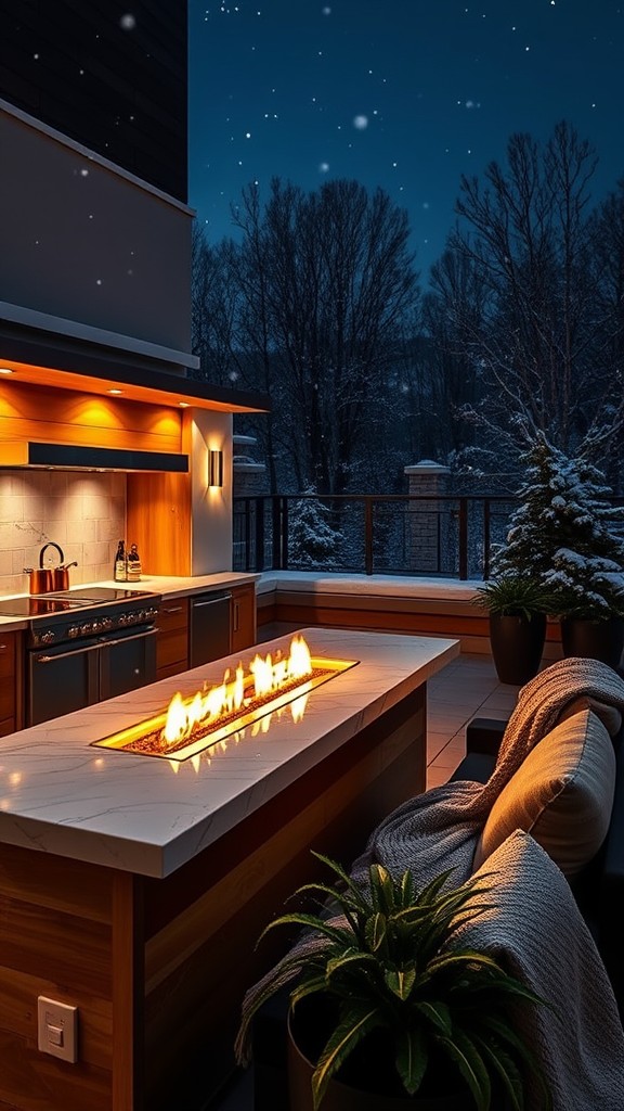 Outdoor kitchen with heating