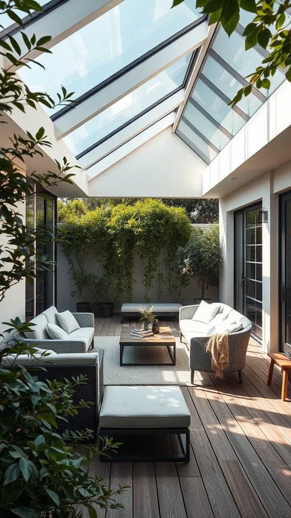 Outdoor spaces with skylights