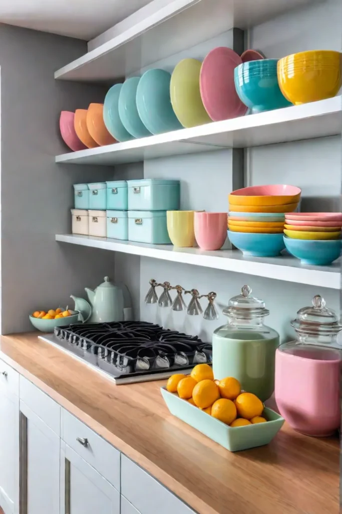 elegant open kitchen shelf