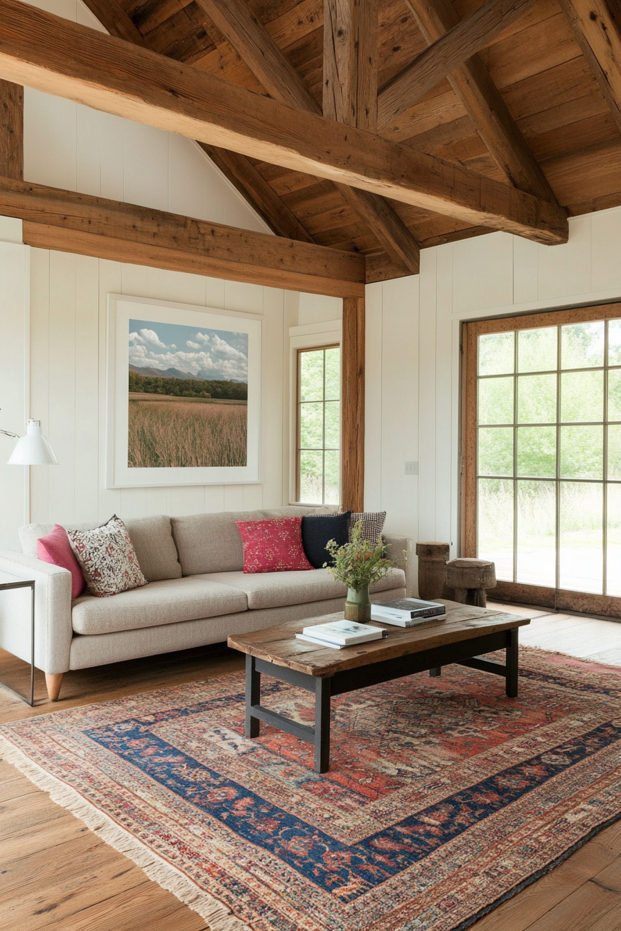 Accent walls made from reclaimed wood in the barndominium