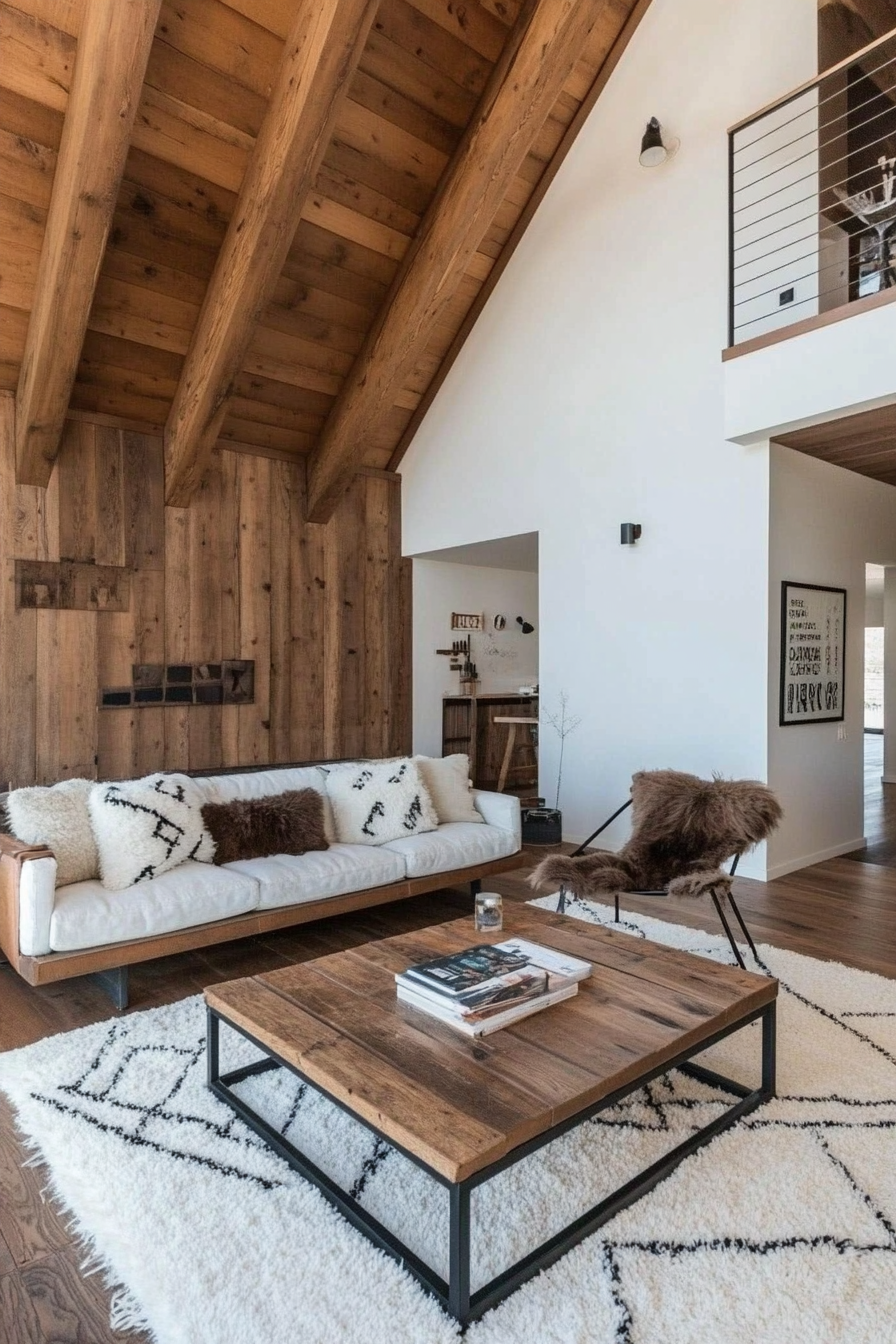 Close-up of textured reclaimed wood in rustic interior