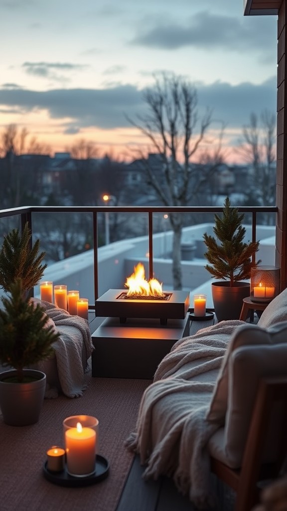 Compact balcony fireplace