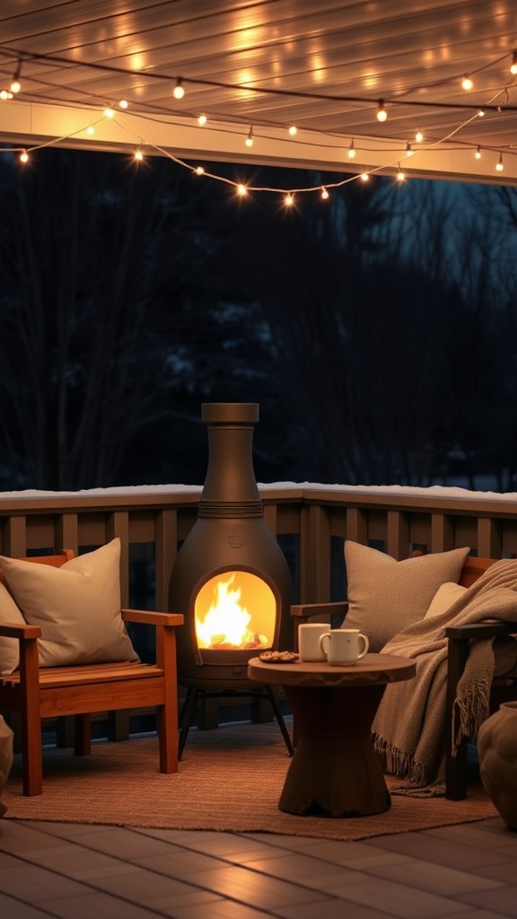 Warmth of a fireplace on the terrace