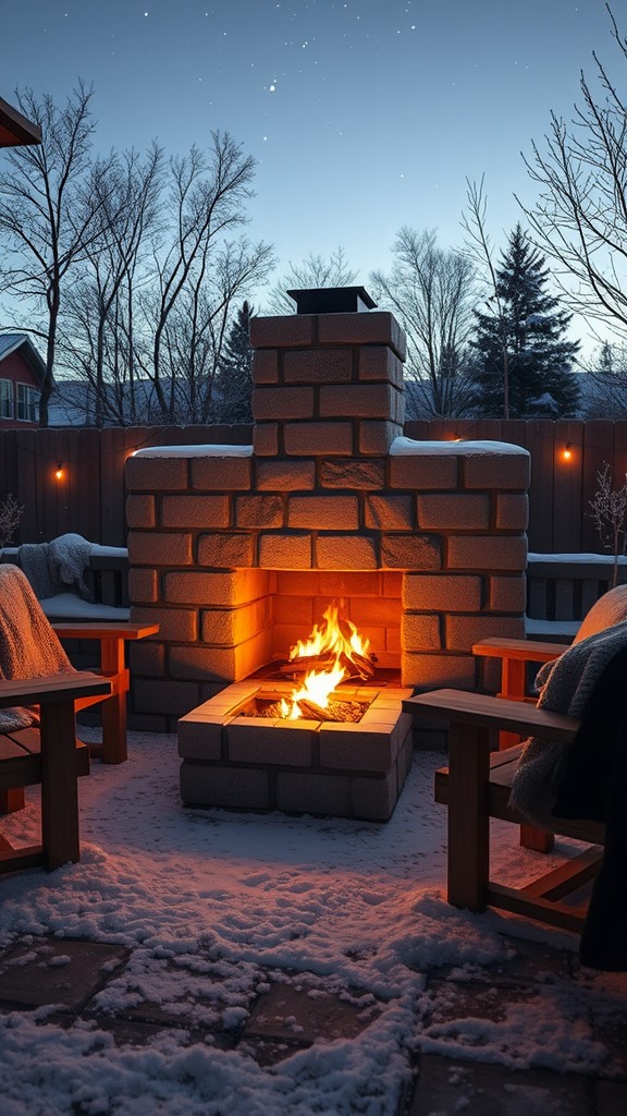 DIY concrete block outdoor fireplace