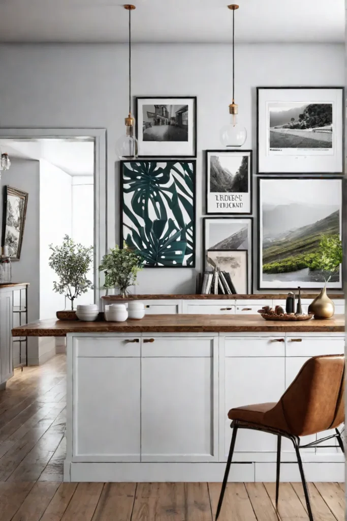 Gallery wall in a modern farmhouse kitchen