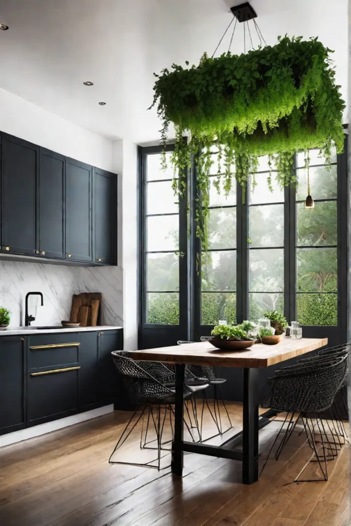 Kitchen with hanging plants