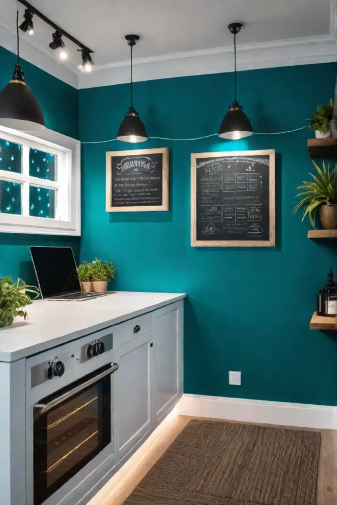 Colorful chalkboard wall kitchen