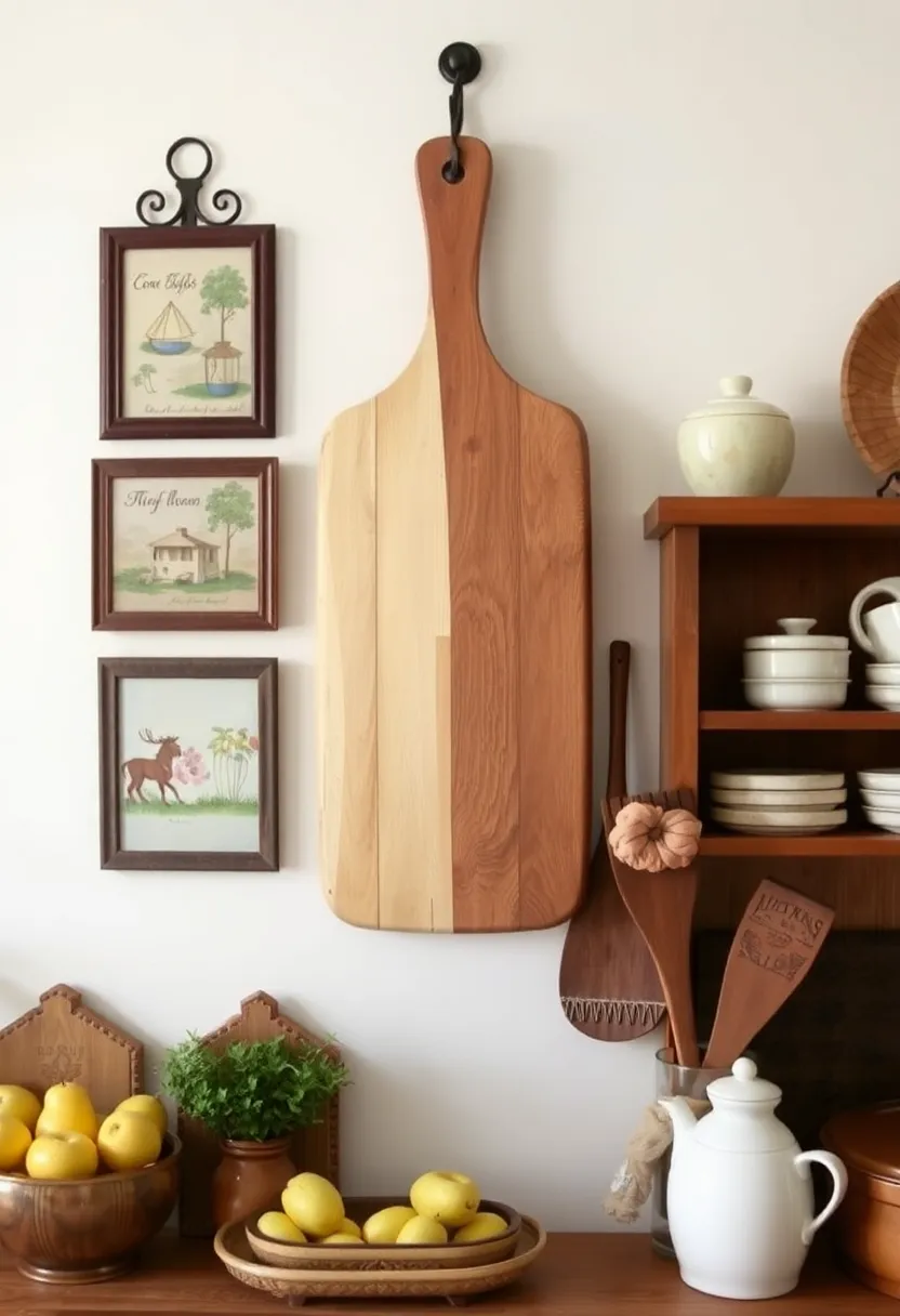 17 Functional Antique Decorating Hacks to Turn Your Kitchen Into an Organized Oasis! - 12. Antique Cutting Board Wall Art