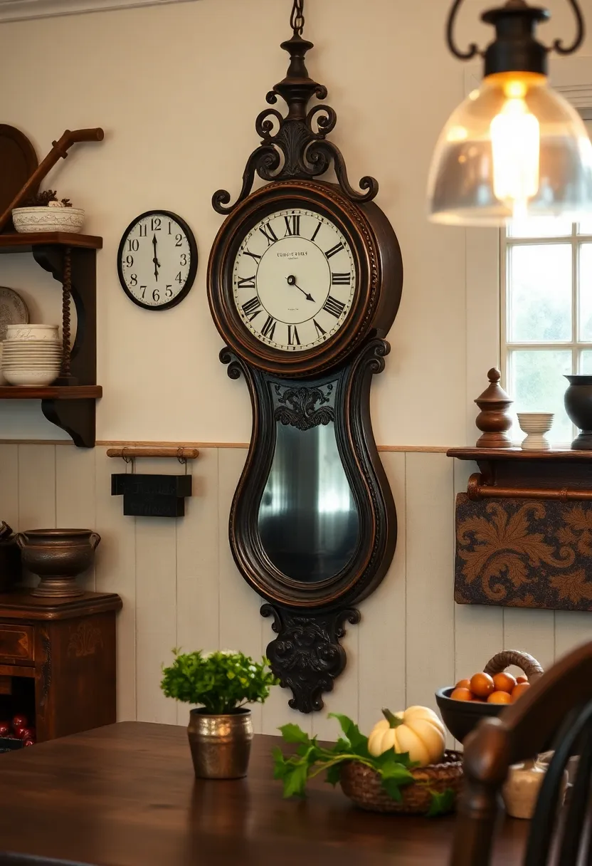 17 Functional Antique Decorating Hacks to Turn Your Kitchen Into an Organized Oasis! - 16. Antique wall clock for timekeeping and decoration