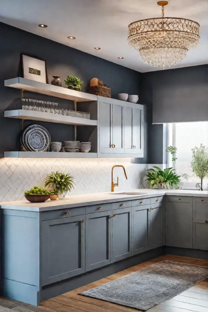 Cozy little kitchen with mirrors that expand the space