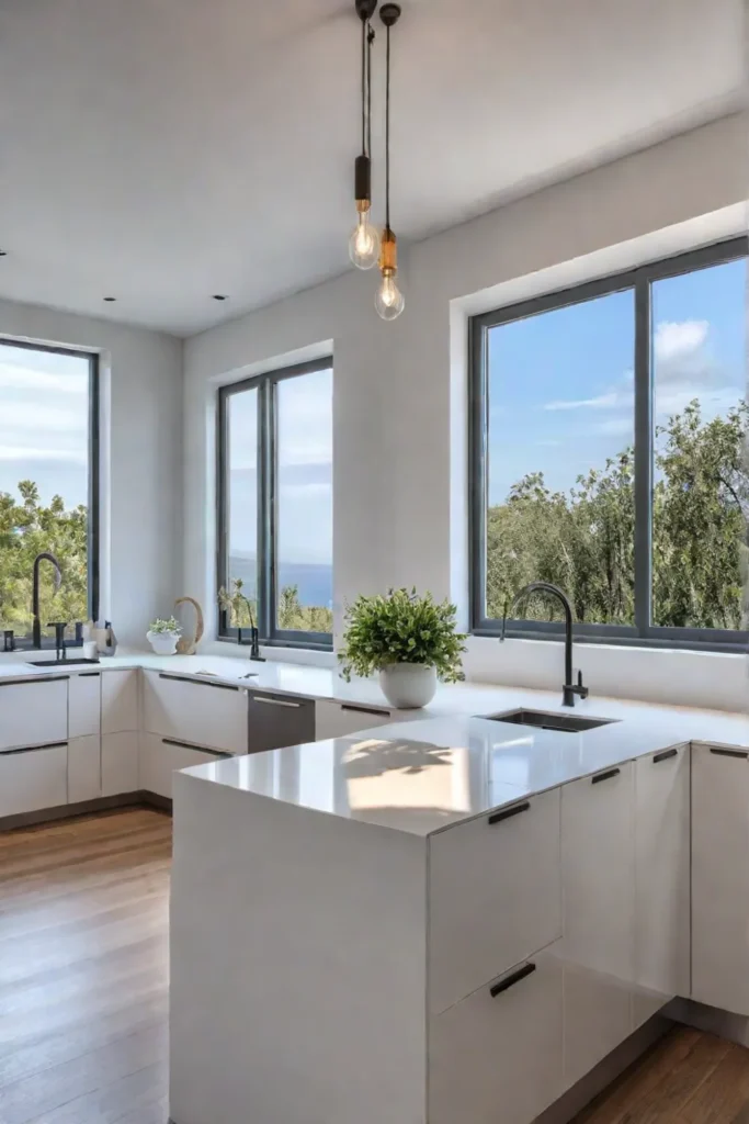 Spacious, small kitchen with a white design