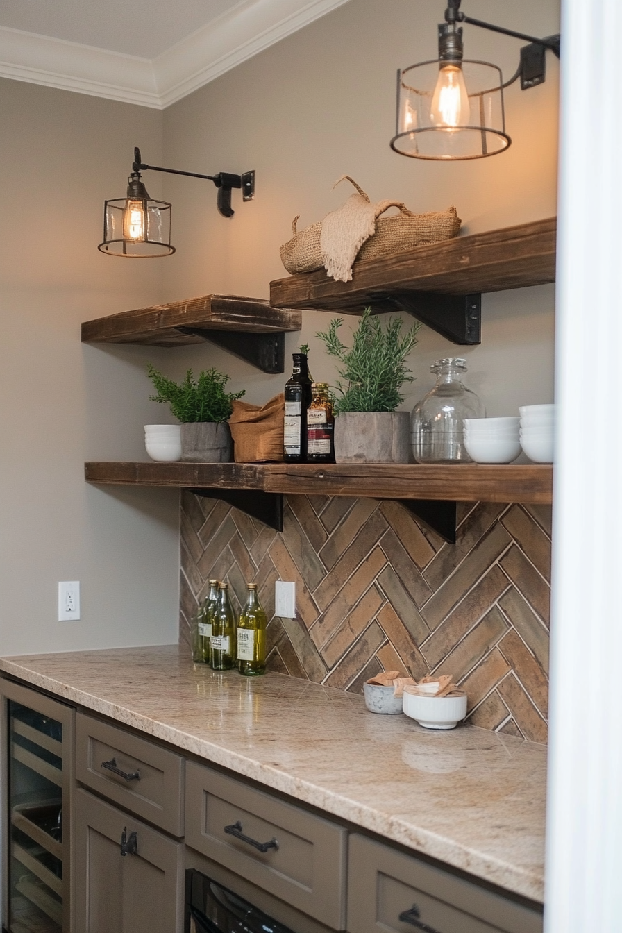 Landscape-inspired custom herringbone tile design