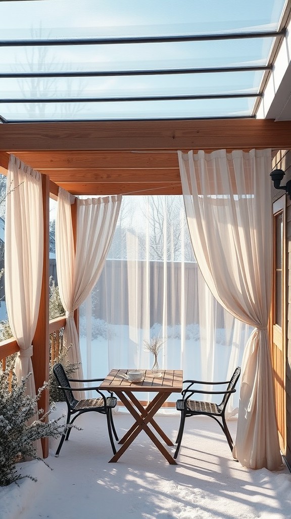 Wooden pergola with a clear roof