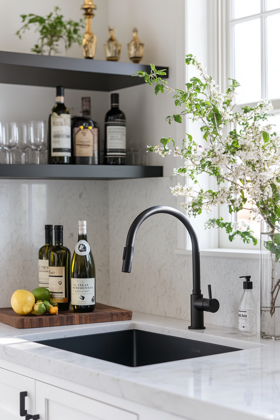 Minimalist kitchen with wall fittings