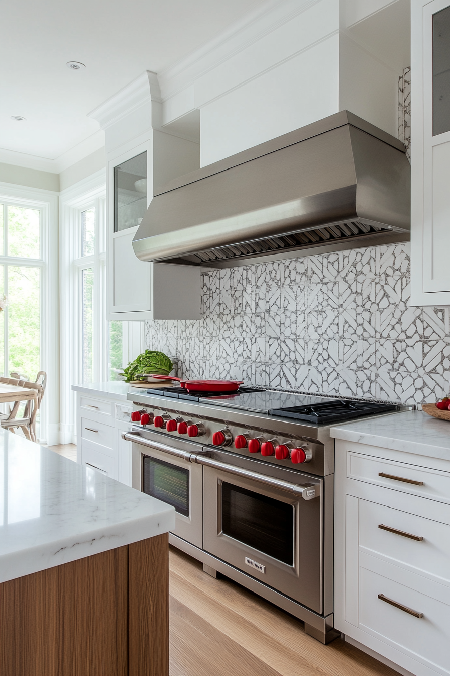 Minimalist kitchen with a complete backsplash