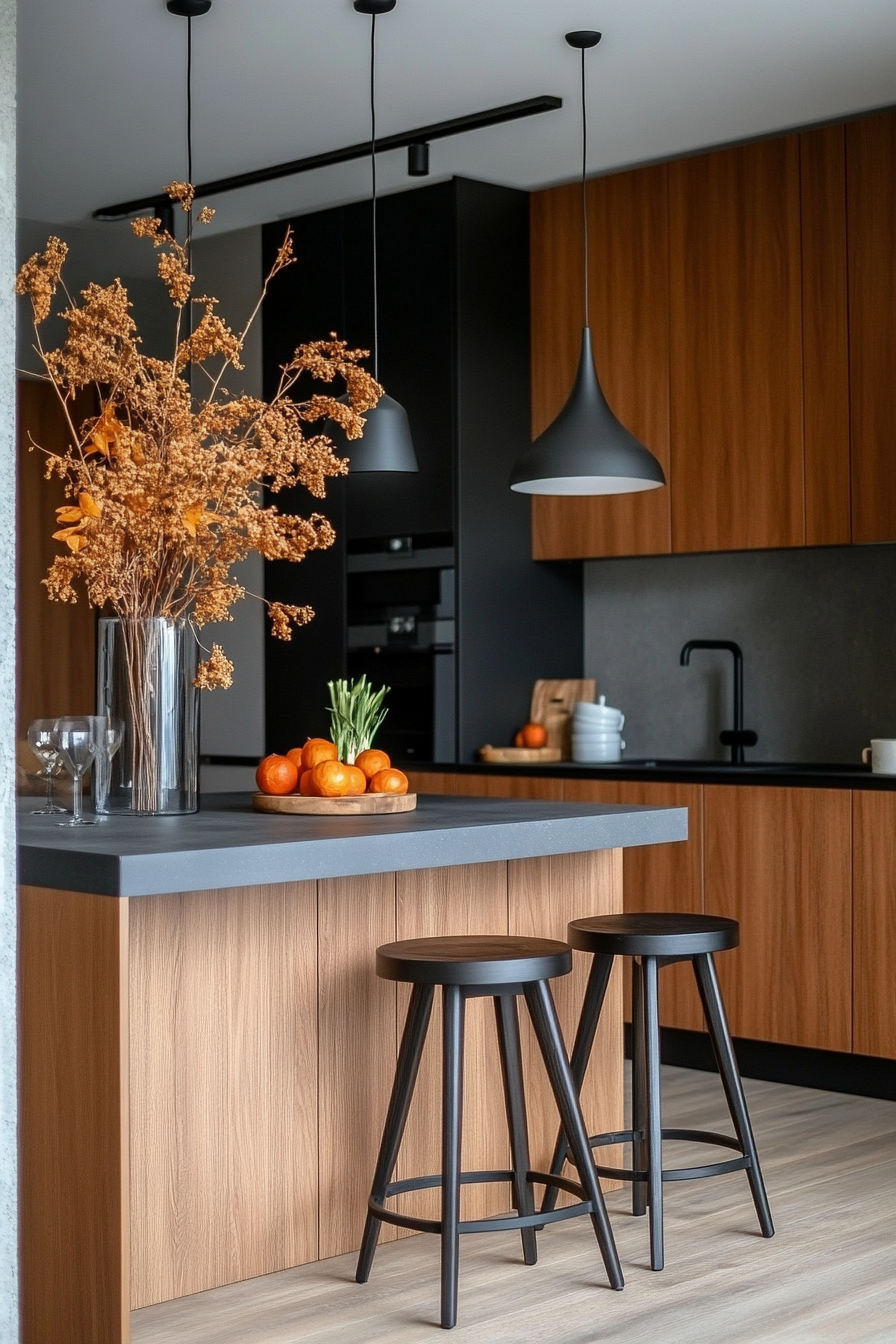 Minimalist kitchen with mixed textures for visual warmth