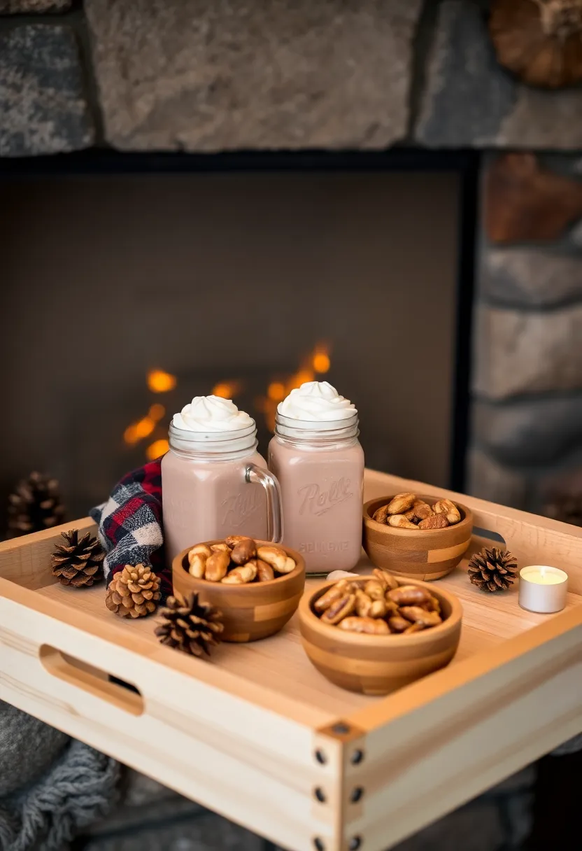 Themed Bar Tray Ideas for Movie Night at Home: Create the Perfect Atmosphere - Cozy Cabin Vibes: Rustic Retreat