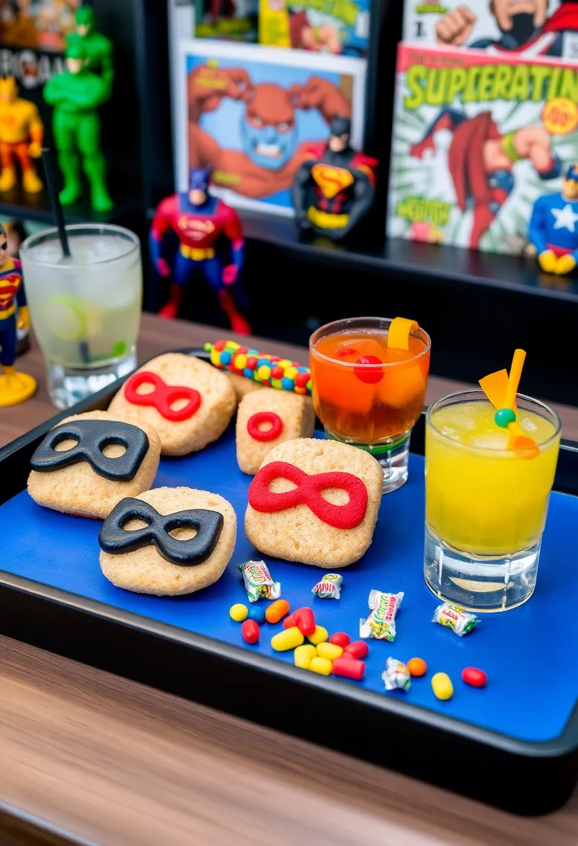 Themed Bar Tray Ideas for Movie Night at Home: Create the Perfect Atmosphere - Superhero Showdown: Action-Packed Fun