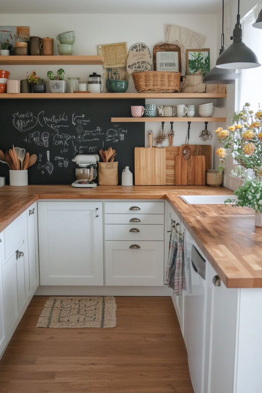 Chalkboard backboard with hooks for chalk storage and colorful decoration